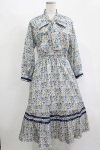 axes femme / 小花柄ボータイワンピース Free ブルー H-25-11-15-1013-AX-OP-NS-ZH