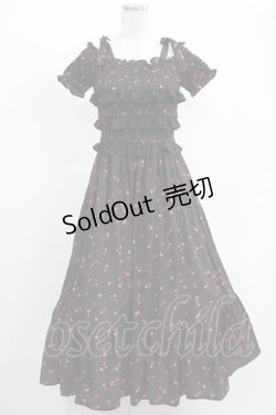 画像1: Ank Rouge / Cherryシャーリングロングワンピース M ブラック H-25-11-15-1016-CA-OP-NS-ZH