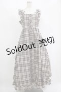 FLC / 皆方由衣コラボ/チェックフリルジャンパースカート L ブラウン H-25-11-15-1020-LO-OP-NS-ZH