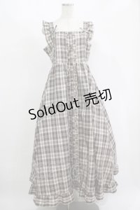 FLC / 皆方由衣コラボ/チェックフリルジャンパースカート L ブラウン H-25-11-15-1020-LO-OP-NS-ZH