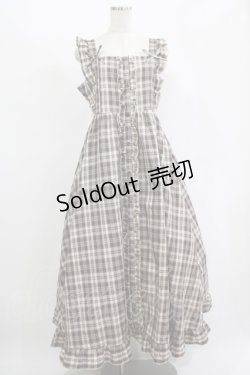 画像1: FLC / 皆方由衣コラボ/チェックフリルジャンパースカート L ブラウン H-25-11-15-1020-LO-OP-NS-ZH