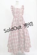 FLC / 皆方由衣コラボ/チェックフリルジャンパースカート L レッド H-25-11-15-1021-LO-OP-NS-ZH