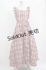 FLC / 皆方由衣コラボ/チェックフリルジャンパースカート L レッド H-25-11-15-1021-LO-OP-NS-ZH