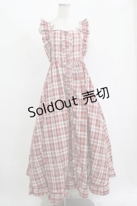 FLC / 皆方由衣コラボ/チェックフリルジャンパースカート L レッド H-25-11-15-1021-LO-OP-NS-ZH