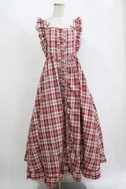 画像1: FLC / 皆方由衣コラボ/チェックフリルジャンパースカート L レッド H-25-11-15-1021-LO-OP-NS-ZH