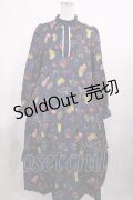 axes femme / フルーツティ柄ティアードワンピース M ネイビー H-25-11-15-011-AX-OP-NS-ZH
