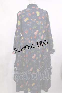 画像2: axes femme / フルーツティ柄ティアードワンピース M ネイビー H-25-11-15-011-AX-OP-NS-ZH