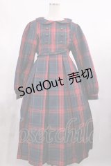 FLC / MINA*タータンチェックワンピース L グリーン H-25-11-15-013-LO-OP-NS-ZH