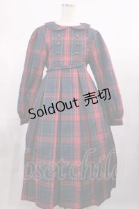 FLC / MINA*タータンチェックワンピース L グリーン H-25-11-15-013-LO-OP-NS-ZH