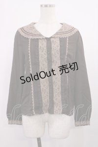 axes femme POETIQUE / レース配色セーラーブラウス M ブラウン H-25-11-15-027-AX-BL-NS-ZH