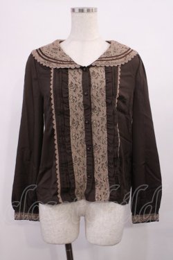画像1: axes femme POETIQUE / レース配色セーラーブラウス M ブラウン H-25-11-15-027-AX-BL-NS-ZH