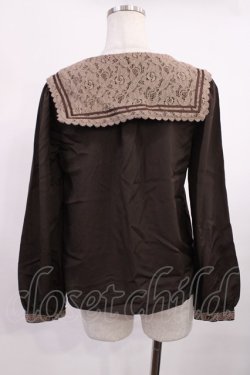 画像2: axes femme POETIQUE / レース配色セーラーブラウス M ブラウン H-25-11-15-027-AX-BL-NS-ZH