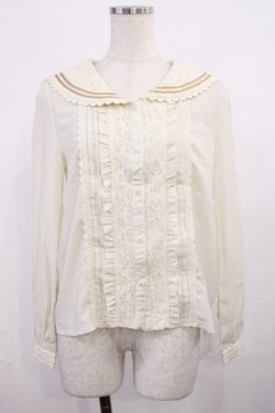 画像1: axes femme POETIQUE / レース配色セーラーブラウス M 生成り H-25-11-15-028-AX-BL-NS-ZH