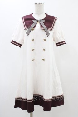 画像1: Amavel / セーラーAラインワンピース Free ブラウン H-25-11-16-1037-CA-OP-NS-ZH