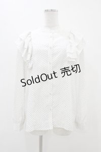 An MILLE / ドットフリルブラウス Free オフ H-25-11-16-1041-EL-BL-NS-ZH