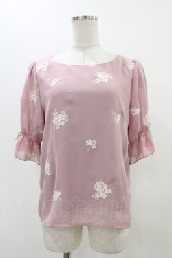 画像1: an another angelus / ブーケ刺繍シフォンプルオーバー Free Pink H-25-11-16-1044-CA-TO-NS-ZH