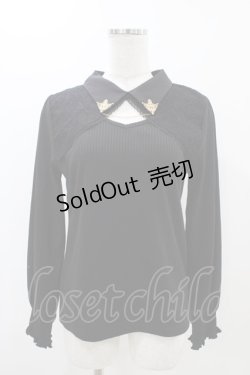 画像1: axes femme / チェーン付カットアウトプルオーバー Free ブラック H-25-11-16-1048-AX-TO-NS-ZH