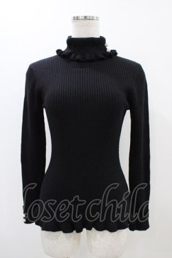 画像1: F&A / 釦付きリブタートル Free Black H-25-11-16-1049-LO-TO-NS-ZH