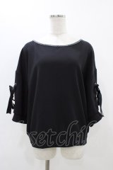 axes femme / 袖リボントップス M ブラック H-25-11-16-1052-AX-TO-NS-ZH