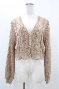 F&A / ドライフラワー釦テープヤーンカーディガン Free PINK BEIGE H-25-11-16-1054-LO-TO-NS-ZH