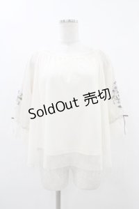 an another angelus / スミレ刺繍チュールブラウス Free OFF WHITE H-25-11-16-1057-CA-BL-NS-ZH