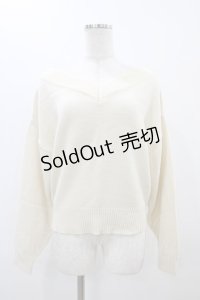 F&A / バックレースアップVネックニットプルオーバー Free OFF WHITE H-25-11-16-1059-LO-TO-NS-ZH