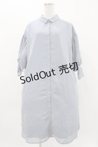 axes femme POETIQUE / シフォンストライプシャツワンピース M サックス H-25-11-16-1012-AX-OP-NS-ZH