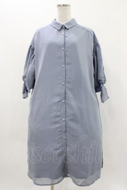 画像1: axes femme POETIQUE / シフォンストライプシャツワンピース M サックス H-25-11-16-1012-AX-OP-NS-ZH