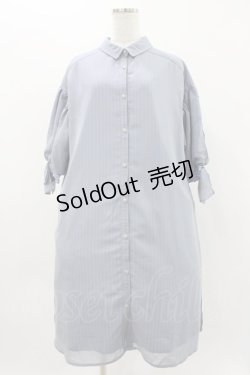 画像1: axes femme POETIQUE / シフォンストライプシャツワンピース M サックス H-25-11-16-1012-AX-OP-NS-ZH