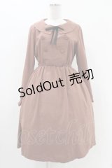 Fi.n.t / リボンタイ付きダブル釦ワンピース Free PINK BROWN H-25-11-16-1018-CA-OP-NS-ZH