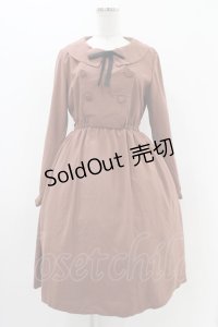 Fi.n.t / リボンタイ付きダブル釦ワンピース Free PINK BROWN H-25-11-16-1018-CA-OP-NS-ZH