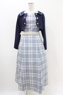 画像1: an another angelus / ジャケット付きダブル釦チェックワンピース Free NAVY×WH H-25-11-16-1019-CA-OP-NS-ZH