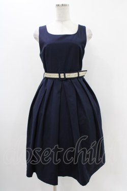 画像1: Fi.n.t / ロゴテープベルト使いジャンスカ Free Navy H-25-11-16-1021-CA-OP-NS-ZH