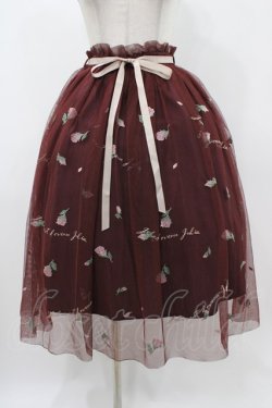 画像1: an another angelus / フラワーロゴ刺繍チュールスカート Free Bordeaux H-25-11-16-1026-CA-SK-NS-ZH