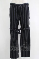 MILKBOY / ストライプボンテージパンツ S ブラック×グレー H-25-11-17-027-MB-PA-KB-ZH
