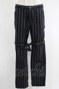 MILKBOY / ストライプボンテージパンツ S ブラック×グレー H-25-11-17-027-MB-PA-KB-ZH