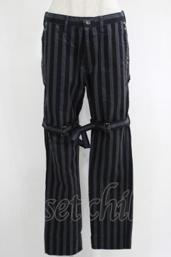 画像1: MILKBOY / ストライプボンテージパンツ S ブラック×グレー H-25-11-17-027-MB-PA-KB-ZH