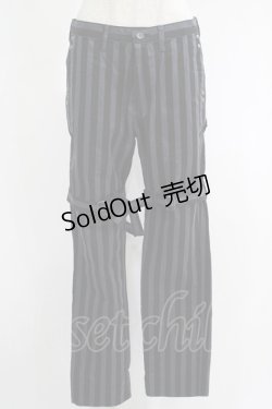 画像1: MILKBOY / ストライプボンテージパンツ S ブラック×グレー H-25-11-17-027-MB-PA-KB-ZH