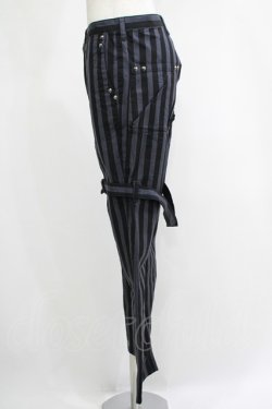 画像2: MILKBOY / ストライプボンテージパンツ S ブラック×グレー H-25-11-17-027-MB-PA-KB-ZH