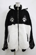 LISTEN FLAVOR / 猫耳肉球ファイヤーボアブルゾン  ブラック×ホワイト H-25-11-17-034-PU-JA-KB-ZH