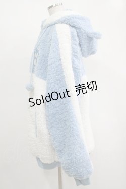 画像2: LISTEN FLAVOR / 猫耳肉球ファイヤーボアブルゾン  ライトブルー×ホワイト H-25-11-17-035-PU-JA-KB-ZH