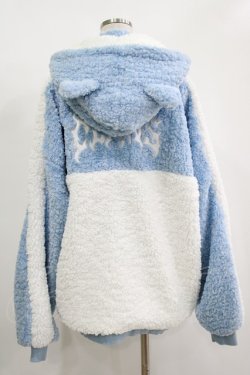 画像3: LISTEN FLAVOR / 猫耳肉球ファイヤーボアブルゾン  ライトブルー×ホワイト H-25-11-17-035-PU-JA-KB-ZH