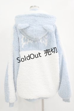 画像3: LISTEN FLAVOR / 猫耳肉球ファイヤーボアブルゾン  ライトブルー×ホワイト H-25-11-17-035-PU-JA-KB-ZH