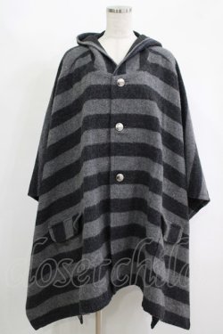 画像1: MILKBOY / ボーダーニットポンチョ  ブラック×グレーボーダー H-25-11-17-038-MB-JA-KB-ZH