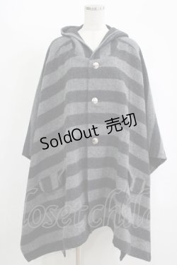 画像1: MILKBOY / ボーダーニットポンチョ  ブラック×グレーボーダー H-25-11-17-038-MB-JA-KB-ZH