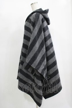 画像2: MILKBOY / ボーダーニットポンチョ  ブラック×グレーボーダー H-25-11-17-038-MB-JA-KB-ZH