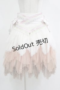 Ozz oneste / 流水羽衣天女スカート  白×ピンク H-25-11-17-006-OO-SK-KB-ZH