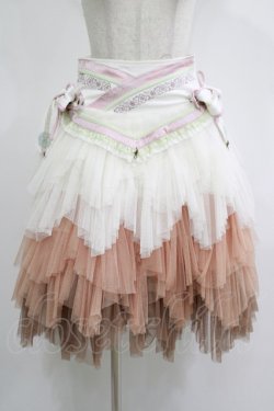 画像1: Ozz oneste / 流水羽衣天女スカート  白×ピンク H-25-11-17-006-OO-SK-KB-ZH