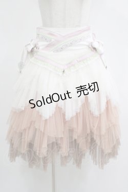 画像1: Ozz oneste / 流水羽衣天女スカート  白×ピンク H-25-11-17-006-OO-SK-KB-ZH