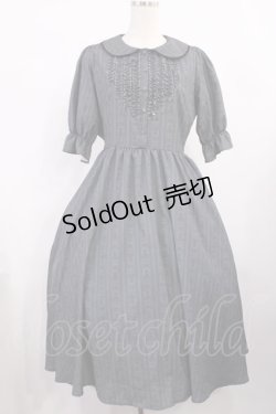 画像1: m petit by misako / MSKストライプフレアワンピース M グレー H-25-11-17-1007-LO-OP-NS-ZH